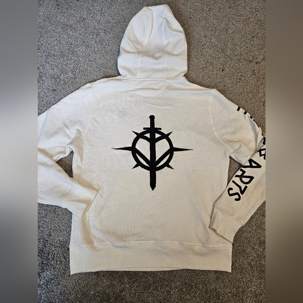 Pagan Symbols Embroided White Hoodie size Medium